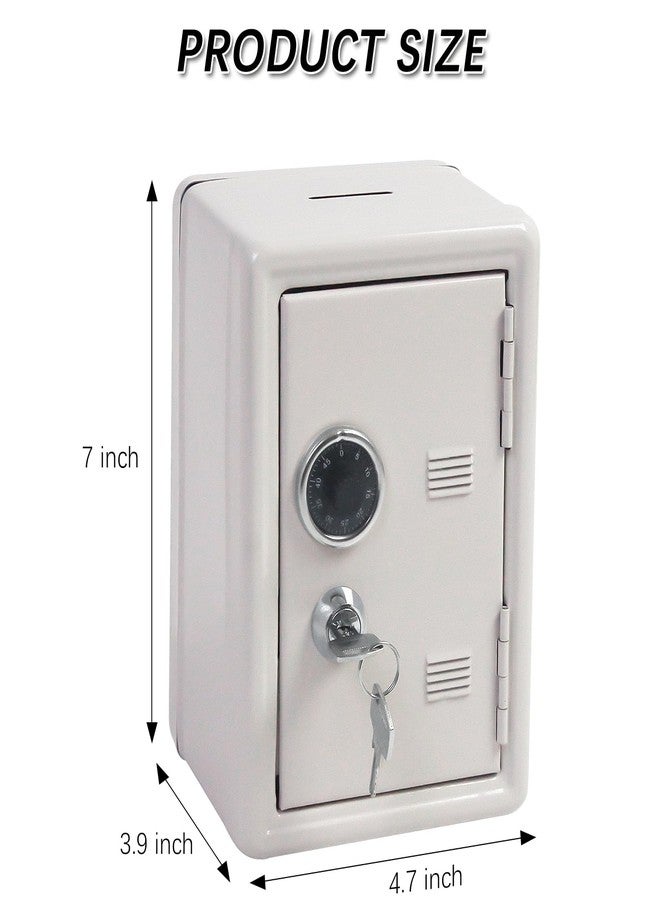 PACOLO Kids' Safe Piggy Bank, Metal Safe with Key, Money Saving Box for Children, Boys Girls Best Giftoney Banks (White, One Size) - Image 2